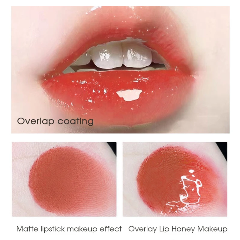 بلسم شفاه زجاجي شفاف ، زيت متلألئ ، زيت العناية بالشفاه ، مرطب ، 4 عبوات