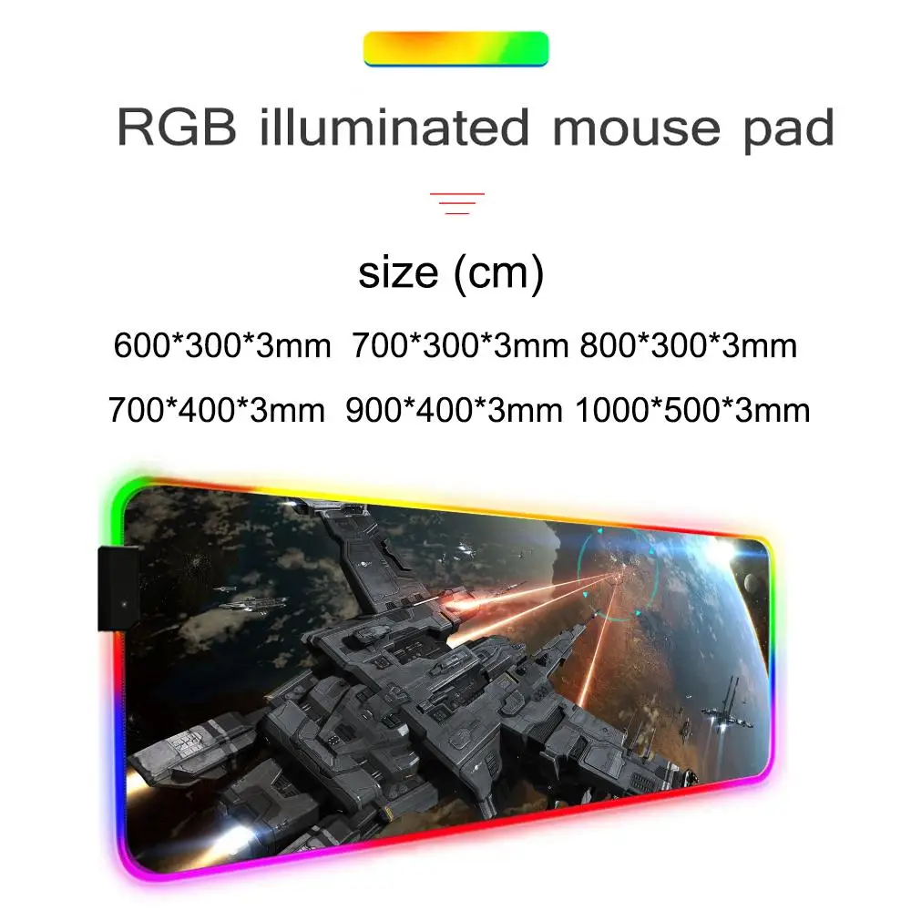 EVE Online Mouse Pad Gamer Rgb Desk Mat Back Light Led Mousepad Setup Gaming Accessories Deskmat Big Mousepad Backlight