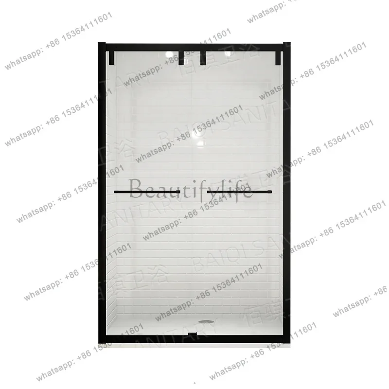 

Modern black frame square shower room dry and wet separation bathroom partition mobile glass door