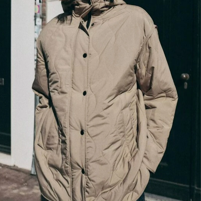 Giacca da donna lunga imbottita in cotone Colletto in piedi ispessito Cappotto invernale caldo allentato Giacca sportiva da donna Moda Top Stree