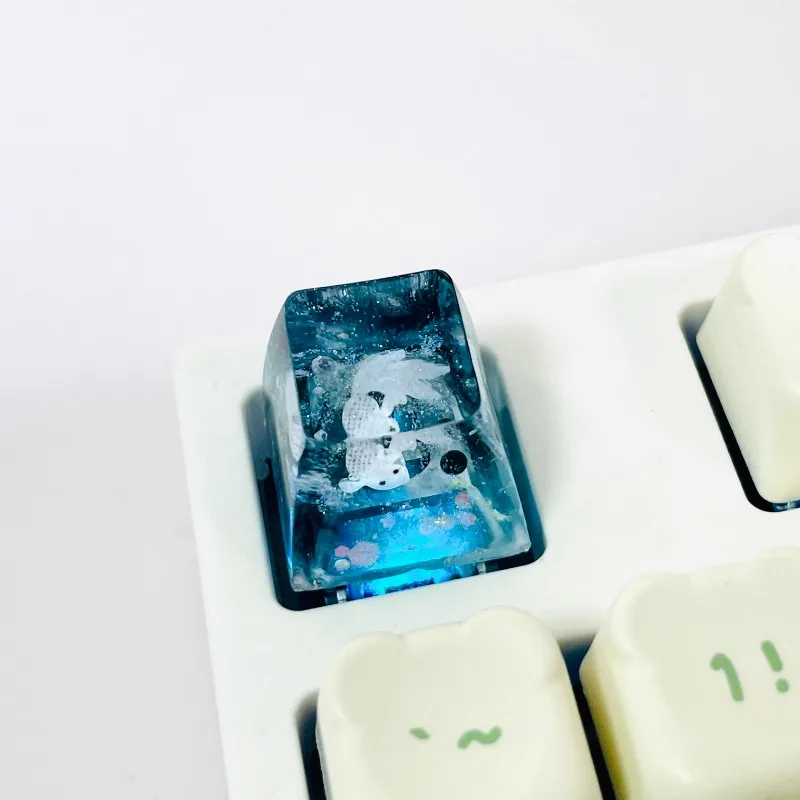 Goldfish Resin Keycaps SA Profile Custom Keyboard Personalized Artisan Key Caps Mechanical Keyboard Accessories Gift Cartoon
