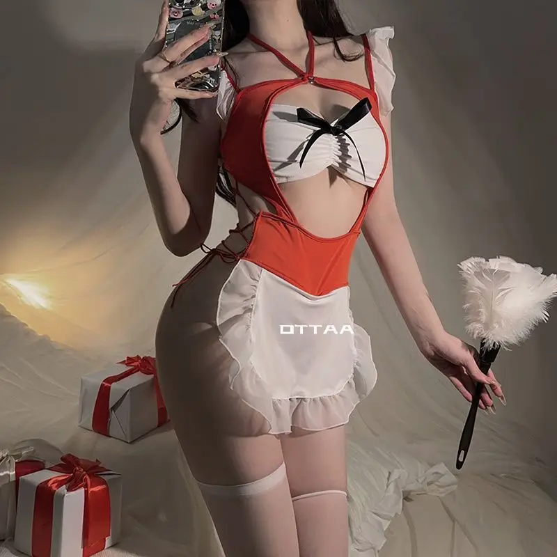 الكلاسيكية الساخن مثير خادمة اللباس سترة موحدة مغر فستان مثير مجموعة الملابس الداخلية النسائية زي مغر منامة الإباحية موحدة