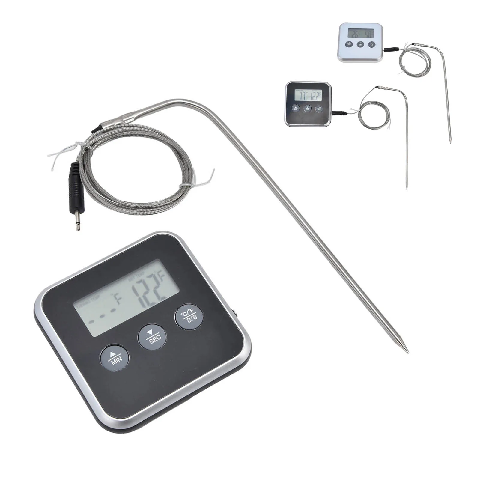 肉用温度計 3 ボタンデザイン 3 パルシングモード 操作が簡単な調理用温度計 プローブ付き 調理用 バーベキュー用 ベーキング用