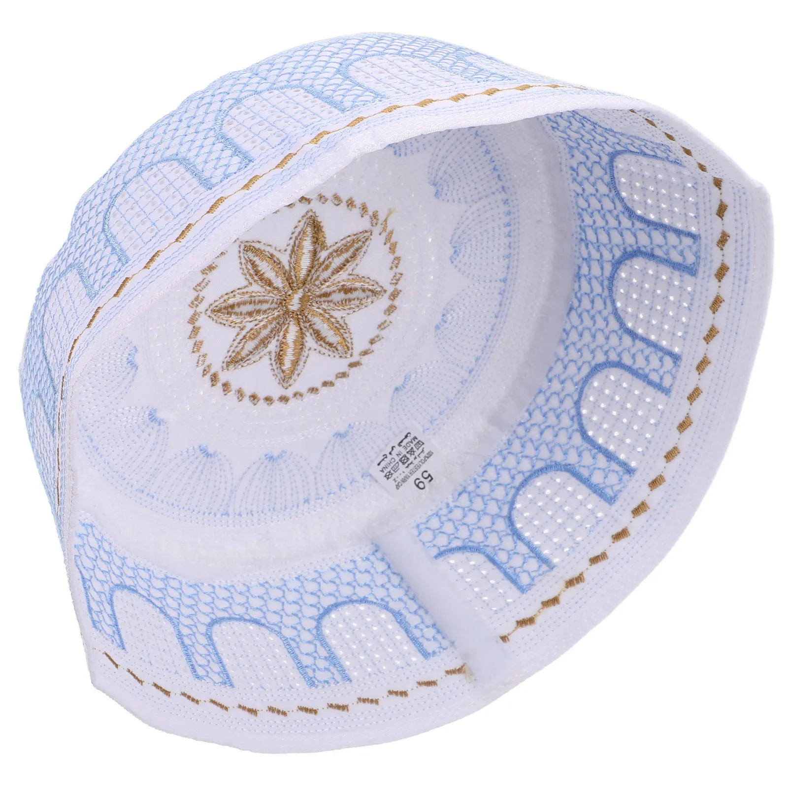 

Embroidered Muslim Prayer Cap Breathable Comfortable Southeast Asian Islamic Worship Hat Adjustable Prayer Beanie for Men