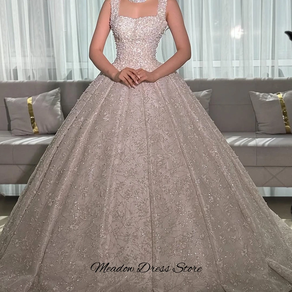 Robes de bal personnalisées bretelles Spaghetti col carré exquise de haute qualité délicate fête de mariée robes de mariée robe de mariée