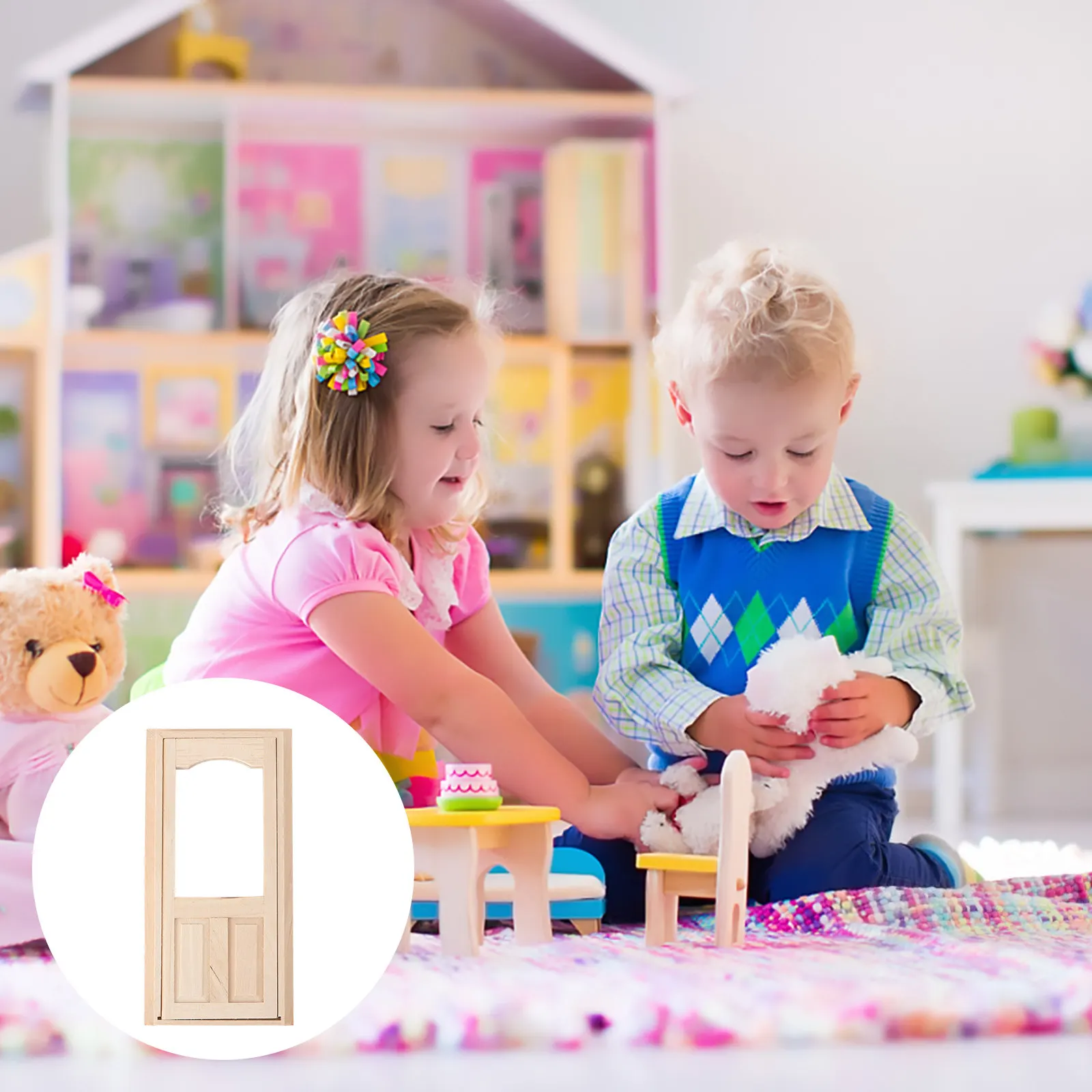 

1Set Mini Wood Door High Detail Realistic Craft Smooth Finish Decorative Miniature Door for DIY Mini House Photo Prop Craft