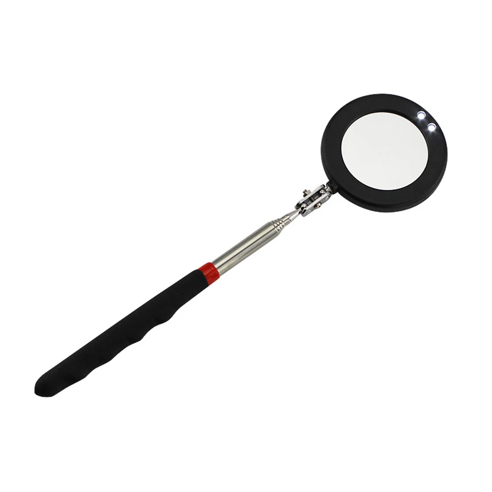 50mm Extensible Car Telescopic Detection Lens Round Inspection Mirror 360 Repair Tool Stainless Steel Folding Mirror with Light