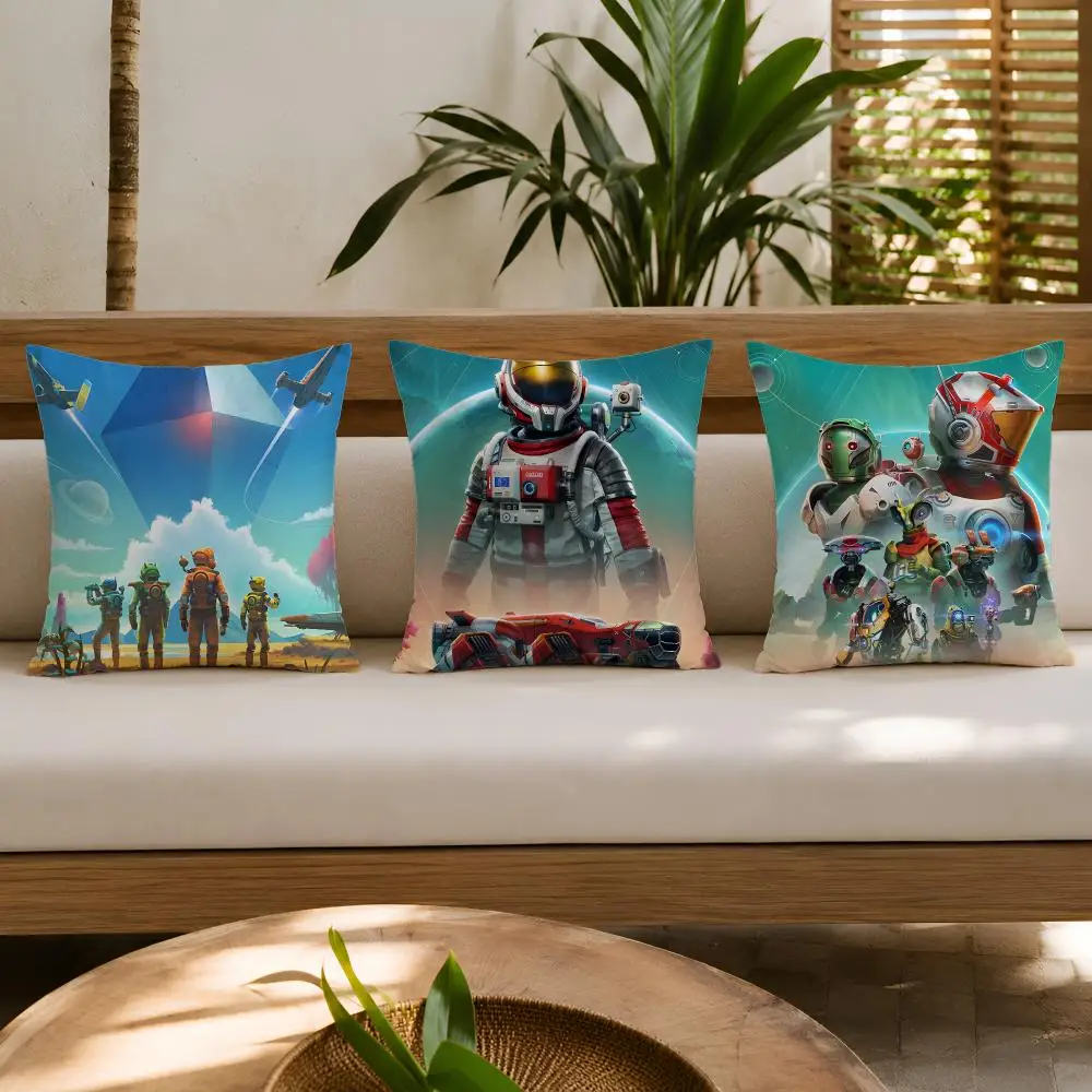 Video Game N-No Mans Sky Cushion Cover Wrinkle-Resistant Short Plush Pillow Case Breathable Machine-Washable