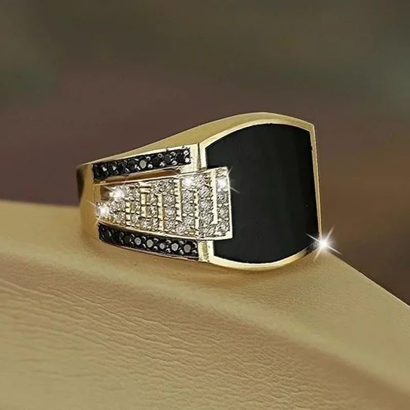Metal Glossy Rings for Men Geometric Width Signet Square Finger Punk Style Fashion Ring Jewelry Accessories Wholesale