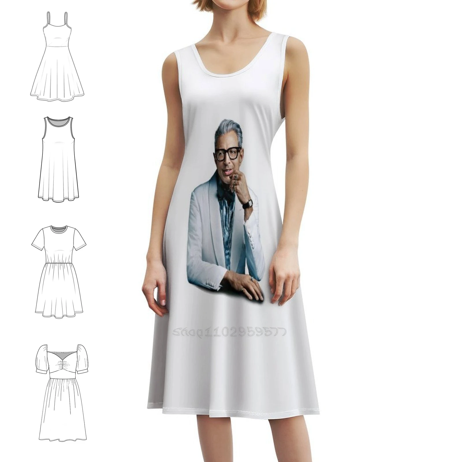 

Винтажное богемное платье Jeff Goldblum с пышными рукавами или вариантами без рукавов для женщин, платье Jeff Goldblum Jeffrey Goldblum Daddy