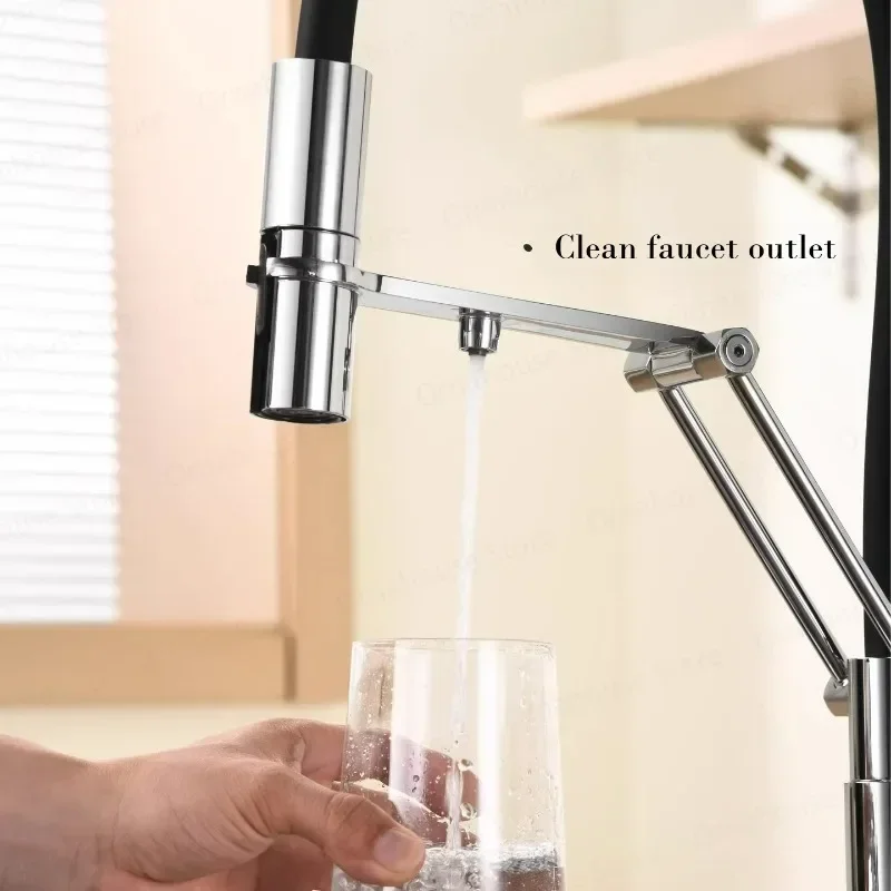 Brass Kitchen Faucet with Filtered Water Feature 2 Handle Pull down Sprayer Island Style Pure Water Hot Cold Sink Mixer Tap