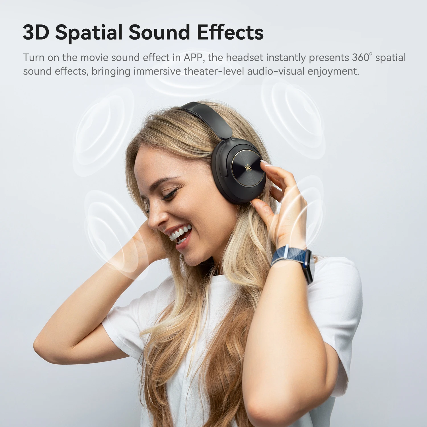 Cuffie Bluetooth 5.4 Con Display Touch – ANC, 7 EQ, Impermeabili IPX7, 40h Standby, Schermo Interattivo Per Gaming E Sport, Bianco