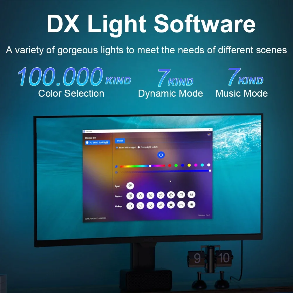 RGB USB PC LED Strip Lights Music Sync Monitor Screen LED Backligh for 24-34 Inch Computer DIY Holiday Atmosphere Decor Lamp