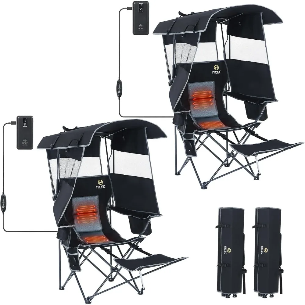 

CQ Chair with Canopy, Heated Camping Chair with Battery, Outdoor Sports Chairs with Shade, Heated Folding Umbrella Chairs