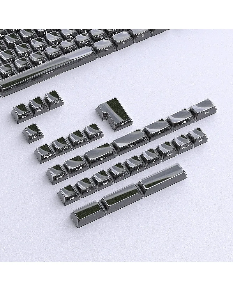 Jelly black side engraved keycap 0EM small full set of 136 keys PC transparent magnetic axis keyboard