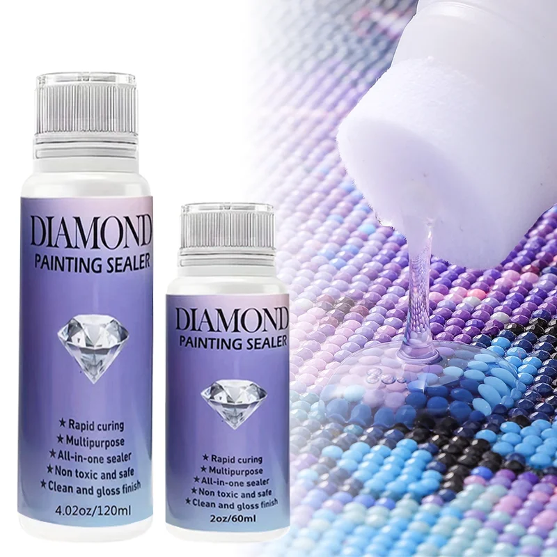 5D Diamond Painting Art Glue 60ML/120ML/200ML Diamond Painting Sealer Diamond Embroidery Mosaic Glue Shine Effect Puzzle Sealer