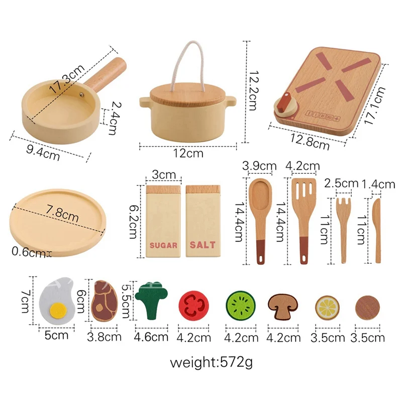 Hot-Montessori Set da cucina per bambini Set da cucina in legno Fai finta di cucina Set da cucina in legno