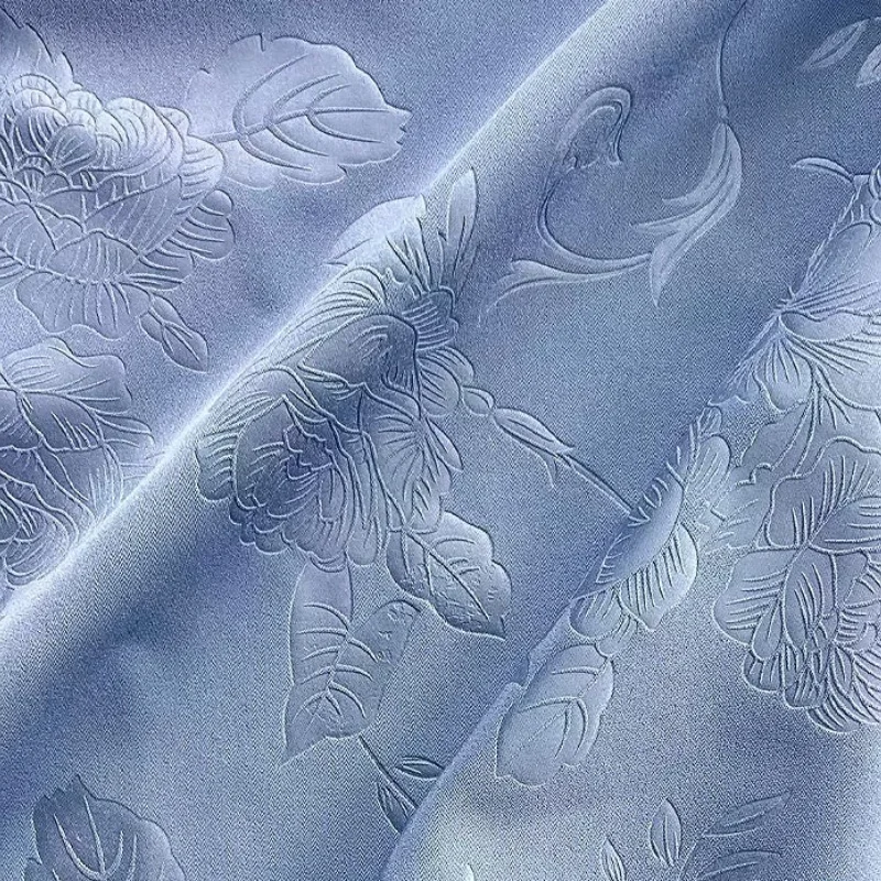Chinese Style Peony Embossed Jacquard Acetate Matte Satin Fabric Breathable Lightweight Qipao Hanfu Dress DIY Craft Material