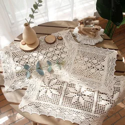 Vintage Lace Tablecloth Coffee Table Mat Hollowed Out Lace Crochet Tea Coffee Doily Drink Pad Dessert Table Cloth Cover