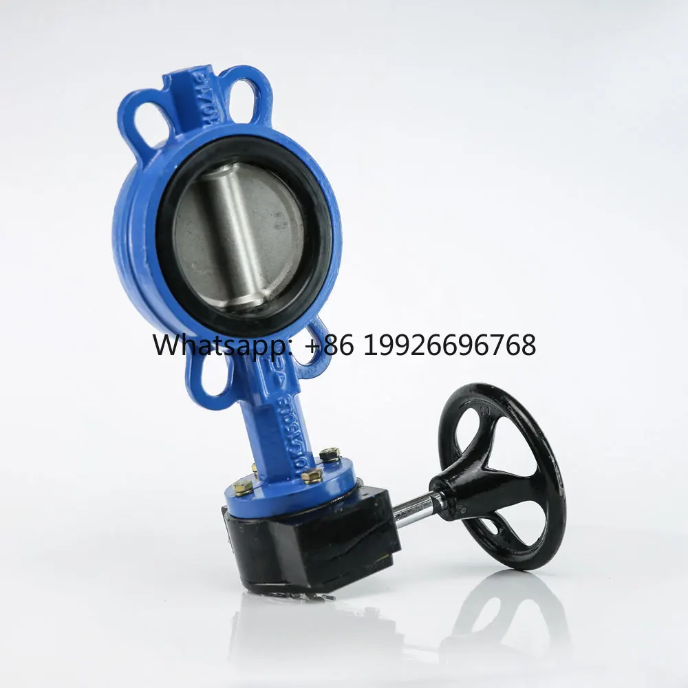 Ductile Iron Worm Gear Soft Seal Manual Lug Wafer Type Ptfe Lined Water Butterfly Valve 10 Bar Pressure