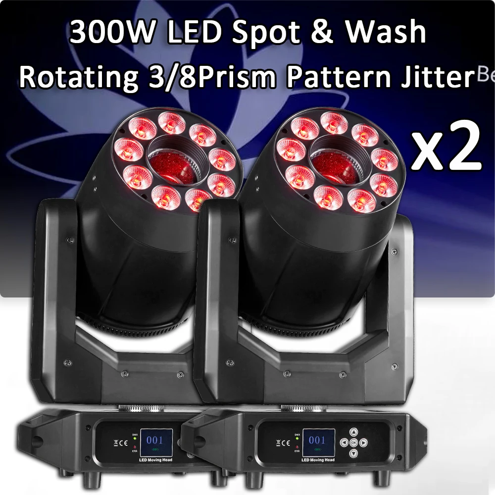 2Pcs/Lot LED 300W Moving Head Light Zoom Stage Effect Lighting Projector For DJ Disco Party Christmas Bar Club Wedding Birthday