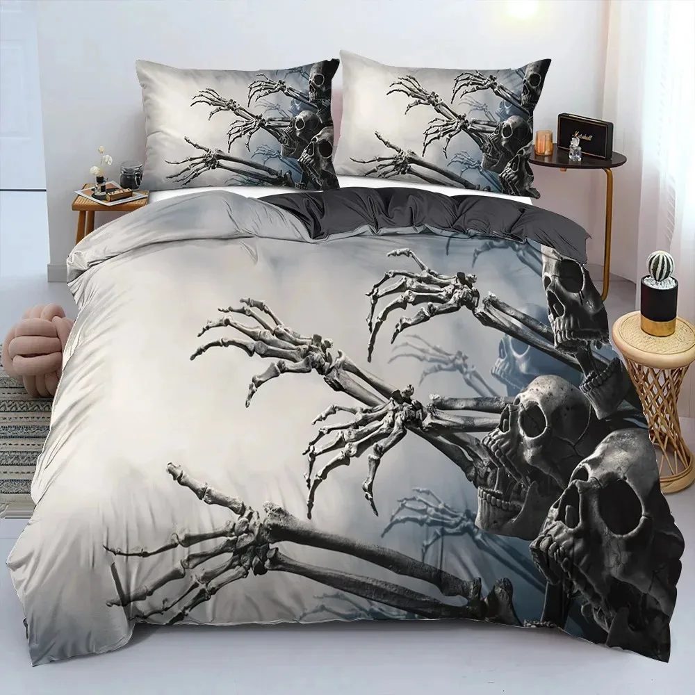 3D Scream Horror Skull Duvet Cover Set Queen Size Sugar Skull Bedding Sets Single Twin Full King Comforter Cover Bedroom Decor