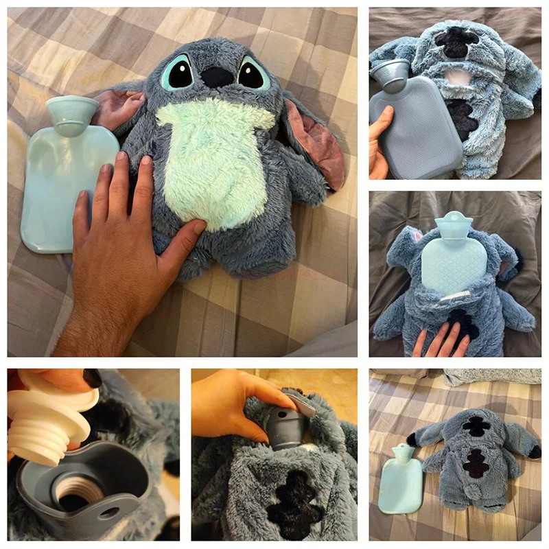 Kawaii Disney Winter Large Plush Hot Water Bottle Cartoon Anime Lilo & Stitch Women's Home Water Filling Hand Warmer Kids Gifts