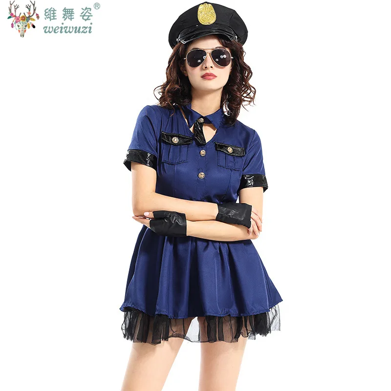 

Halloween Costume Roleplay Dress Women Police Costume Zipper Sexy Cop Officer Bodysuit Seduction Policewomen Uniform Cosplay