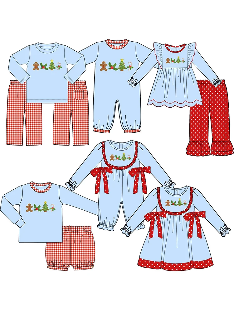 High Quality Children Christmas Clothing Boys Two Piece Outfits Ruffle Santa Scallop Long Sleeves Girl Sets With Baby Romper