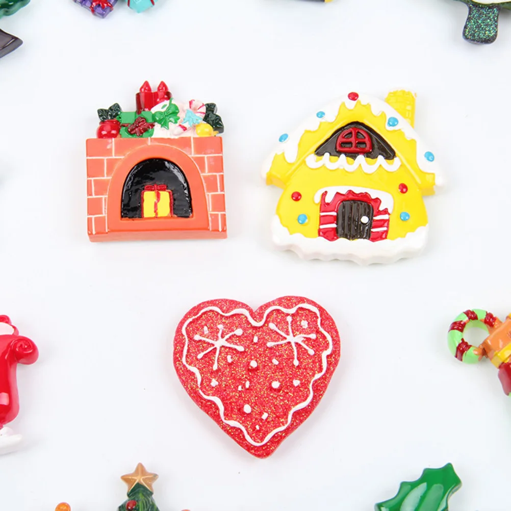 

4Pcs Resin Christmas Fridge Magnets Decorative Stickers for Refrigerator Home Office Magnetic Party Supplies Magnetic Sticker