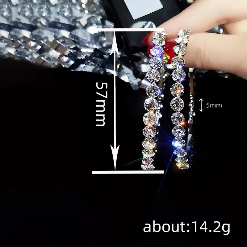 Huitan Big Hoop Earrings Full with Round Cubic Zirconia Sparkling Earrings dla kobiet do noszenia na co dzień Nowoczesna biżuteria Drop Ship — zdjęcie 6