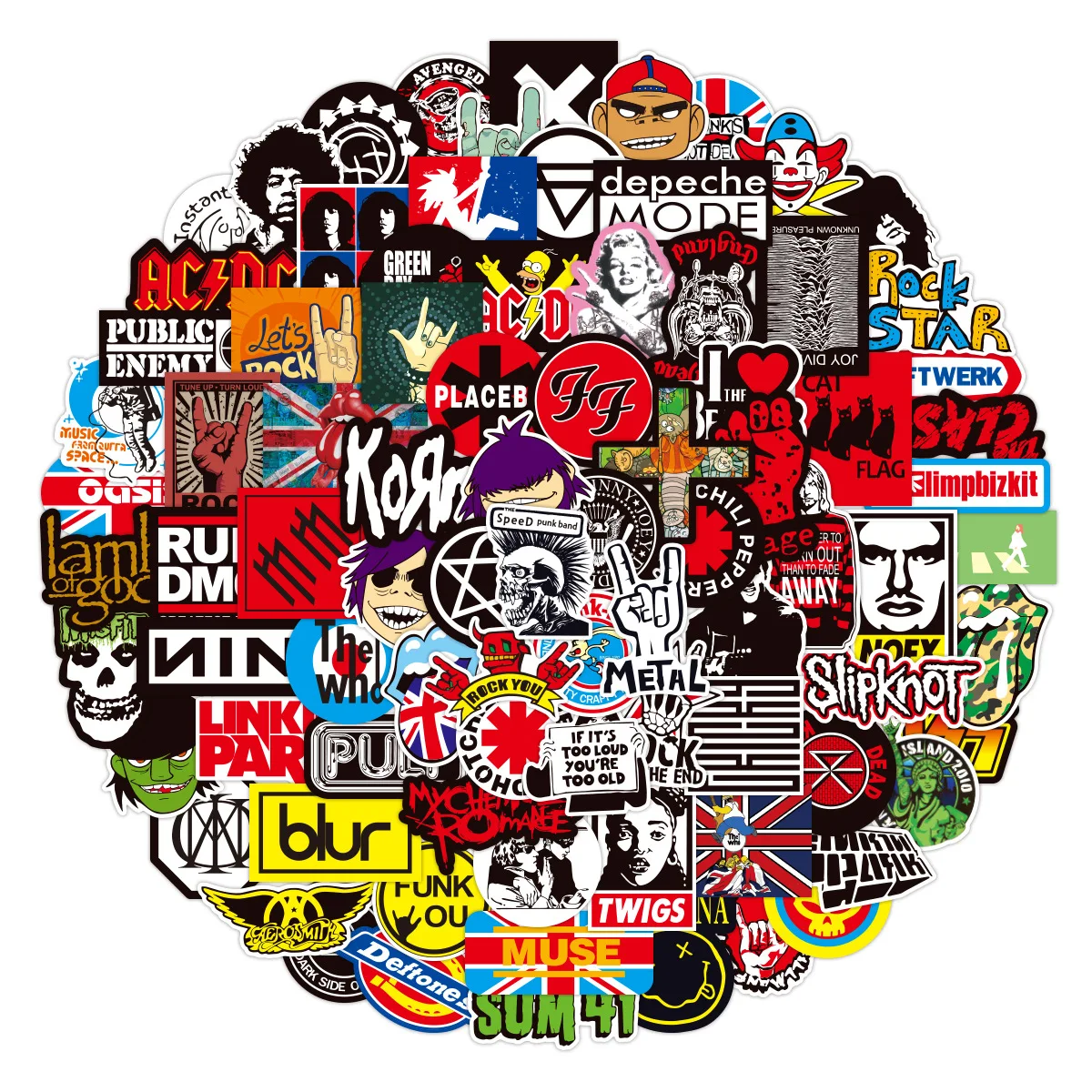 10/50/100PCS Rock Music Stickers Punk Style Cartoon Hip-hop Personalized Decorative Skateboard Motorcycle Helmet Decal Toys