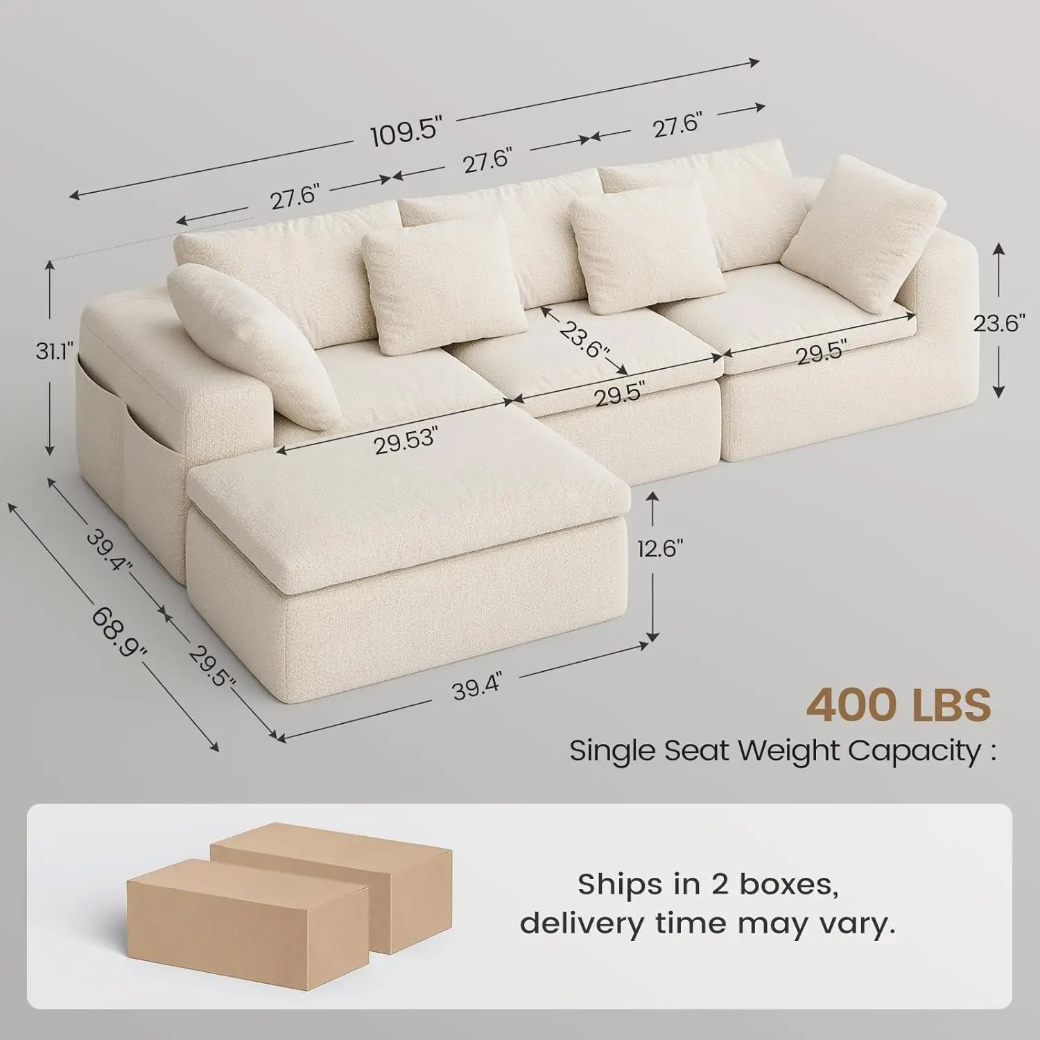 108-Inch Modular Cloud Sectional 2