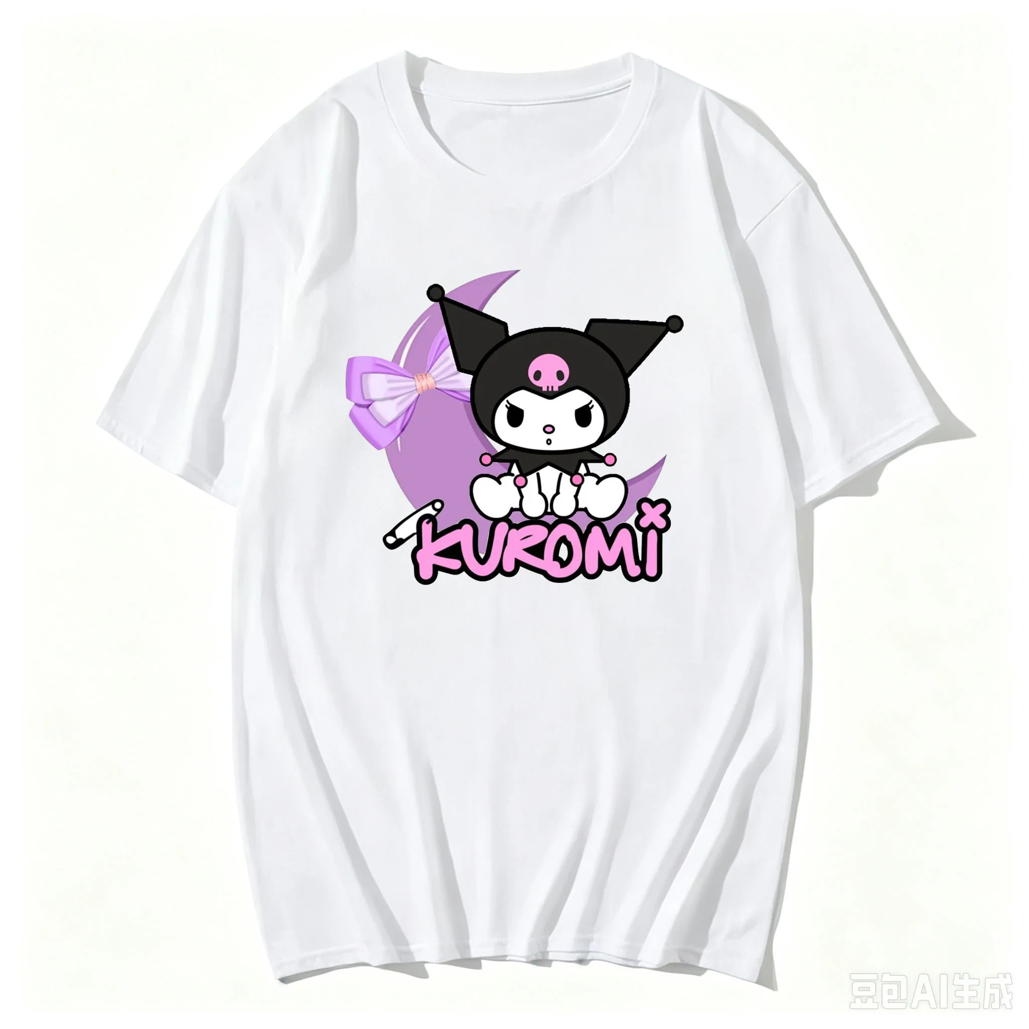 2026 Cute Kuromi 2D Print Short-Sleeve T-Shirt for Girls, Adults, Casual Top, Everyday Pure Cotton Clothing, Versatile Clothing