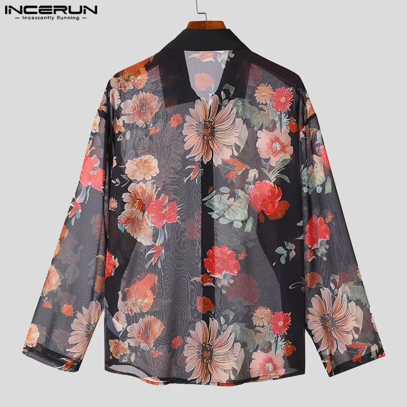 Incerun-camisa estampada de manga comprida masculina, streetwear casual, blusa fina com todos os jogos, tops elegantes sexy, estilo americano, S-5XL, 2024