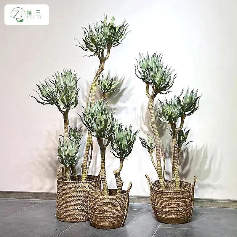 Large Artificial Agave Plant Simulated Wave Leaf Fake Tree Greenery for Living Room Home Interior Decoration Modern Faux