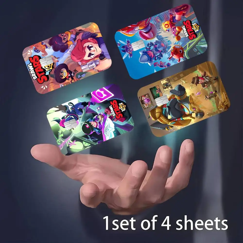 Divertidos juegos B-Brawl S-Stars Anime dibujos animados oso piel pegatina película cinta caso para tarjeta de débito de crédito grande parte frontal