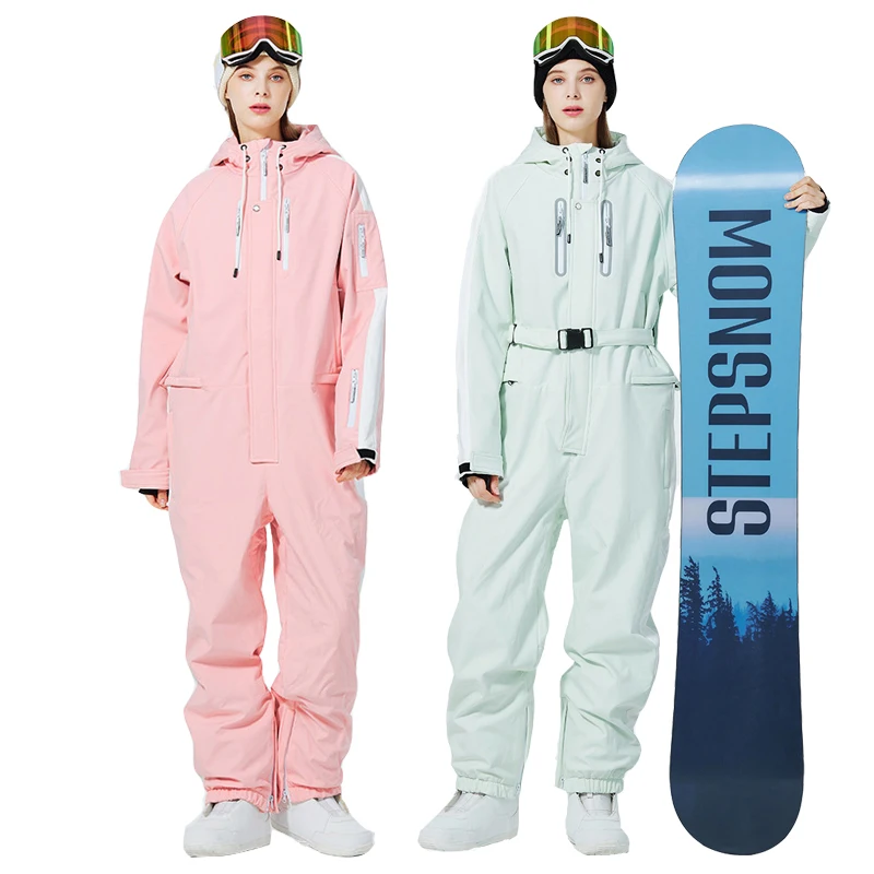 Men Women One-Piece Ski Jumpsuit Outdoor Sports Snowboard Jacket Thick Warm Ski Suit Waterproof Winter Clothes Overalls Hooded