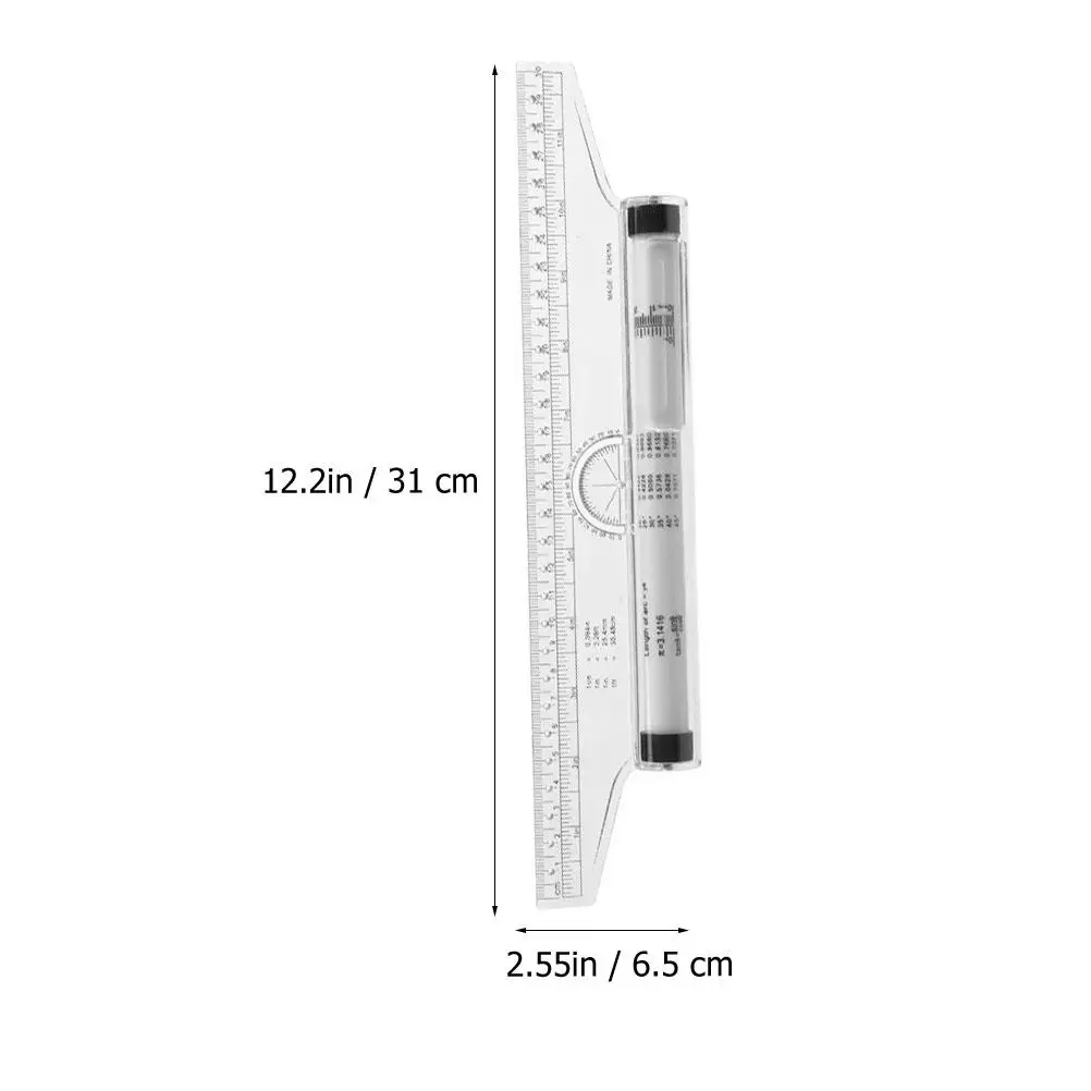 Multipurpose Drawing Roller Ruler Plastic Measuring Tool for Students Engineers Versatile Drafting Aid Protractor Template