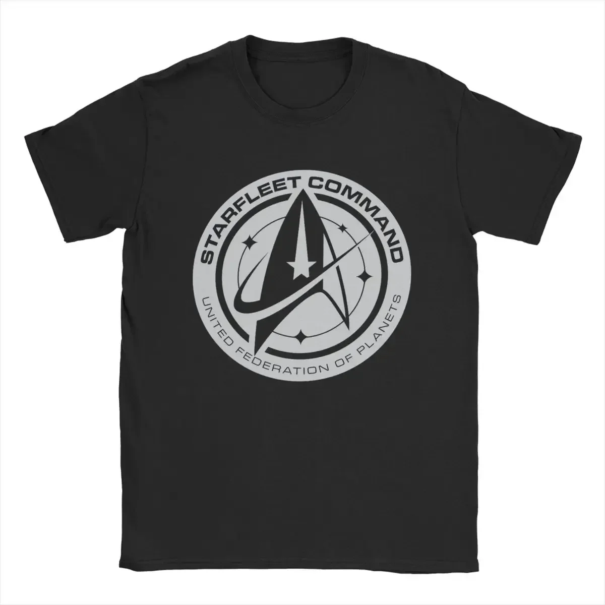 Stars Treks DiscoveUnited Federation T Shirt For Men Cotton T-Shirts Round Collar Tee Shirt Short Sleeve Clothing Graphic