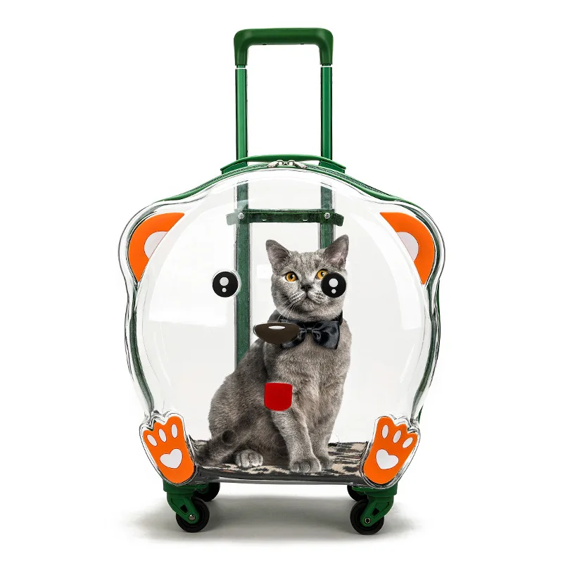 

Pet Trolley Transparent Portable Outdoor Cat Dog Carrier Multi Functional Pet Breathable Case