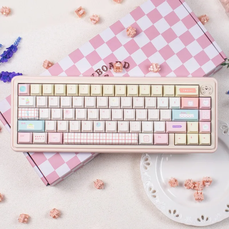 UR65 Pink Keyboard Customization RGB Tri Mode Hot Swapping Ergonomic Esports Gaming Mechanical Keyboard Supports QMK/VIA Gifts