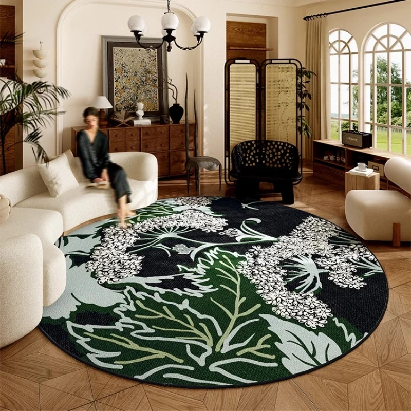 

Round Living Room Carpet European Palace Style Bedroom Bedside Rug Retro Floral Large Area Sofa Coffee Table Floor Mat Ковер 양탄자