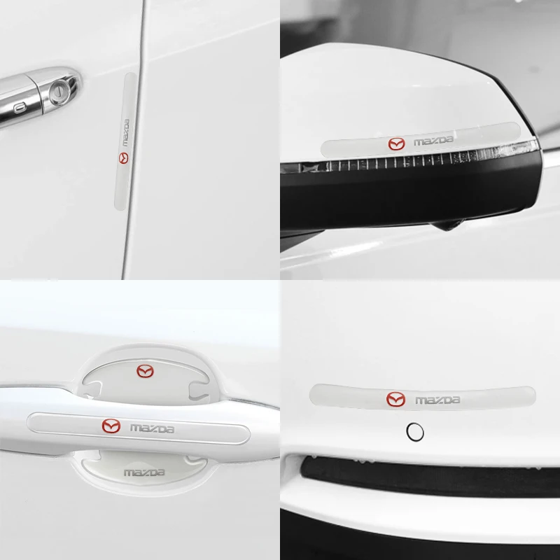 Car Styling Door Bowl Handle Protector Stickers Clear Anti-collision Strip For Mazda Atenza CX-30 50 60 MX-5 CX-3 Accessories