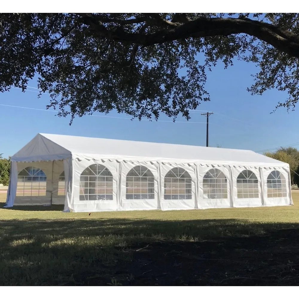 

40'x20' PE Party Tent - Large Heavy Duty Wedding Tent Outdoor Event Shelter Upgraded Galvanized Canopy, Waterproof Top