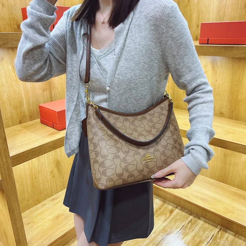 

Элегантная женская кожаная сумка-тоут через плечо, дизайнерская роскошная сумка-клатч, классическая модная модель для современных образов