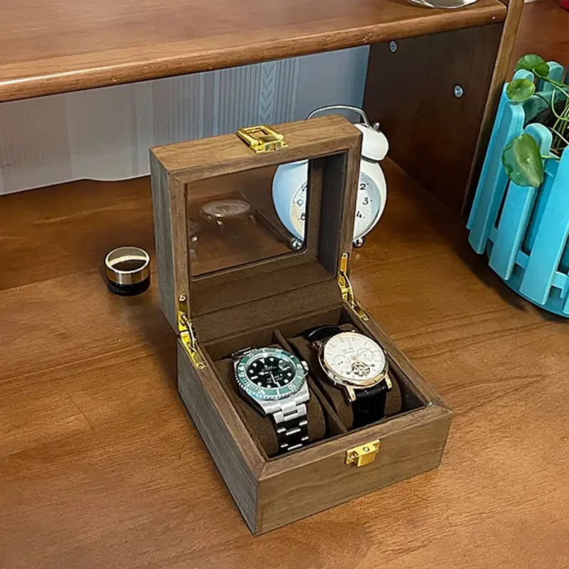 New wood Rosewood watch box Jewelry storage box 3/6/10 / slots Walnut watch jewelry display Glass skylight storage box