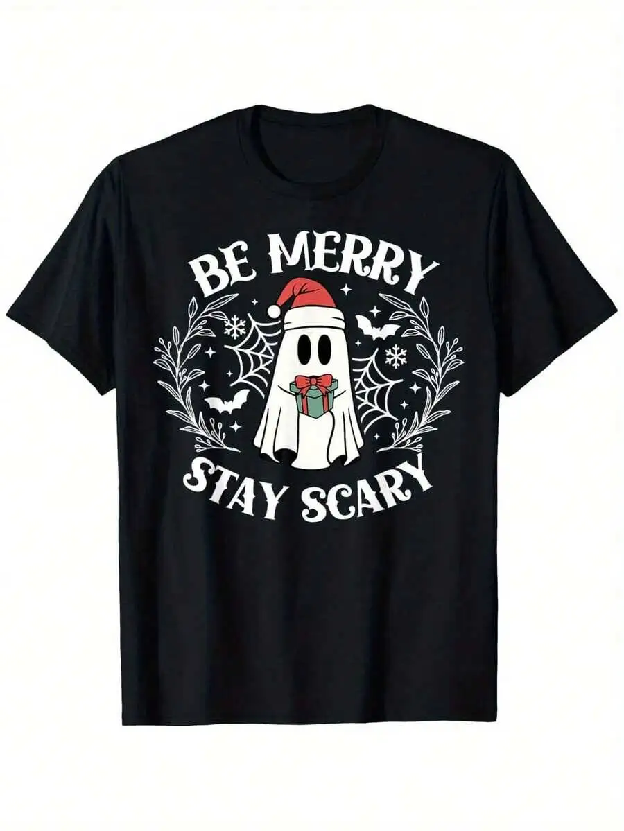 Happy Halloween, T-Shirt, Certified Organic Cotton, Heavy-Duty Ghost Shirt Men, Suitable For Dads, Family, Women, Friends, 100%
