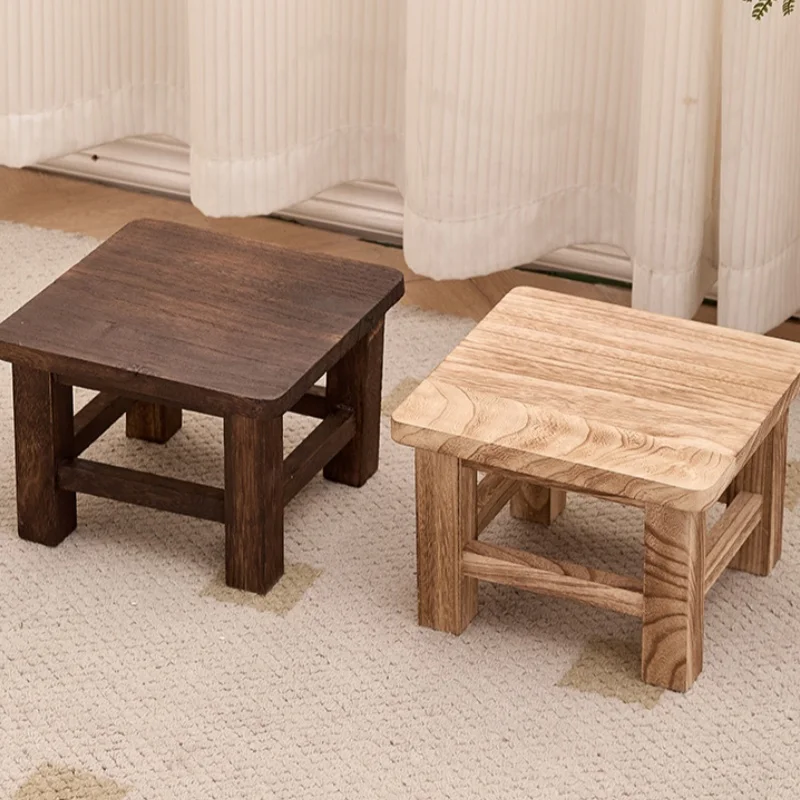 

Japanese Solid Wood Stools Household Low Stools for Shoe Changing Stool Living Room Vintage Chairs Teak Square Stools