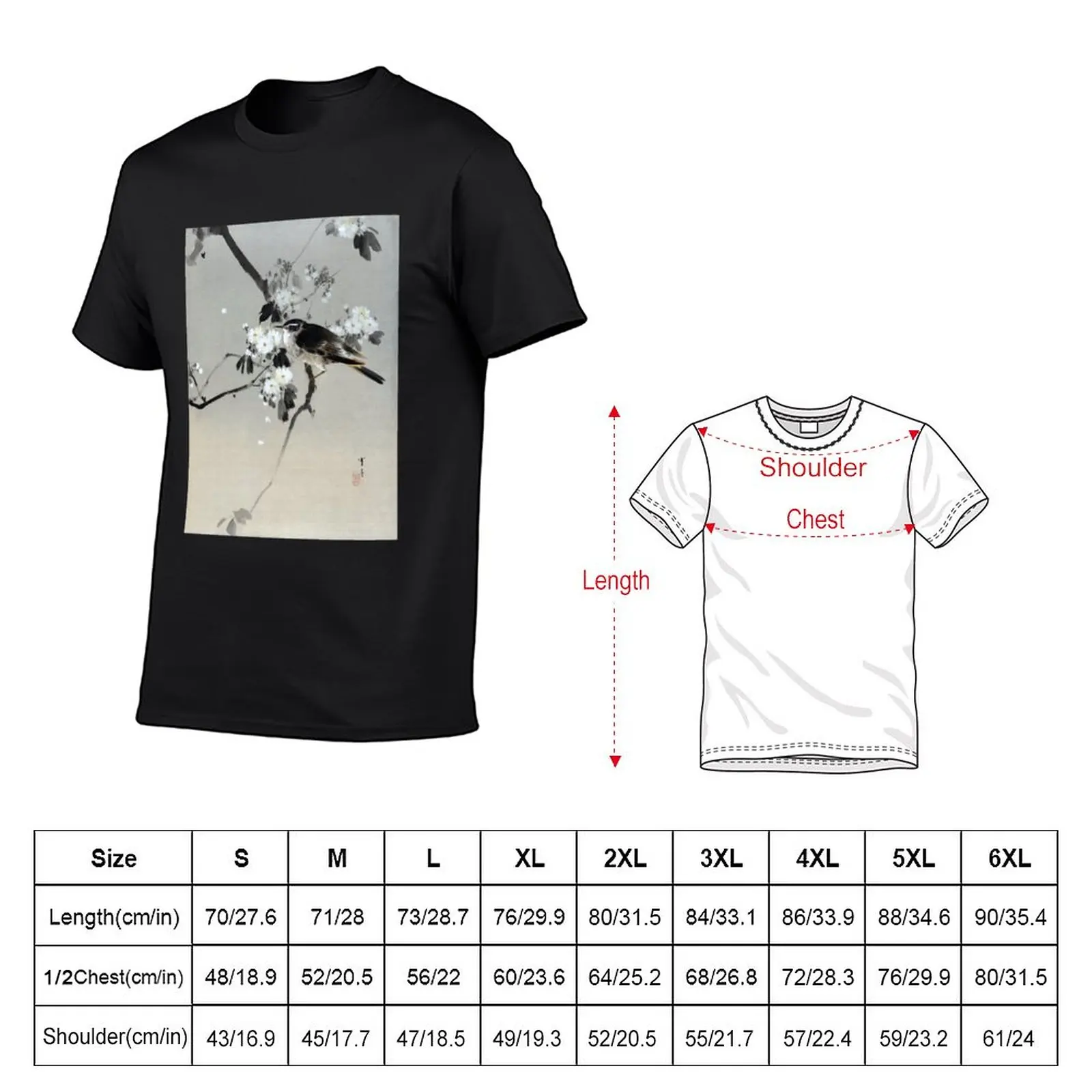 Watanabe Seitei Bird on a Flowering Branch T-Shirt blacks korean fashion fruit of the loom mens t shirts